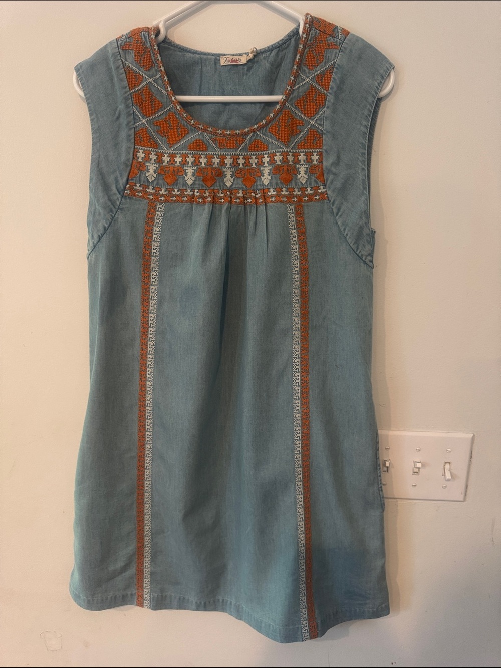 Faherty Etienne Aigner Queenie Dress Chambray Blue Size M NWT